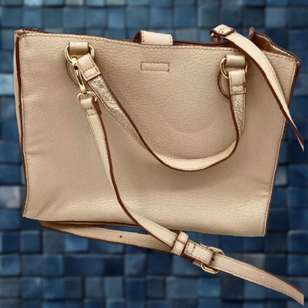 Anne Klein Women Anne Klein Small Beige Designer Handbag Purse w/ Multicolored Handkerchief Size ONE SIZE - 1 Thumbnail