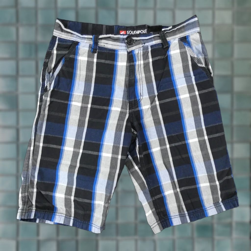 Southpole Southpole Shorts Mens 29 Chino Flat Front Navy Black Plaid Size US 29 - 1 Thumbnail