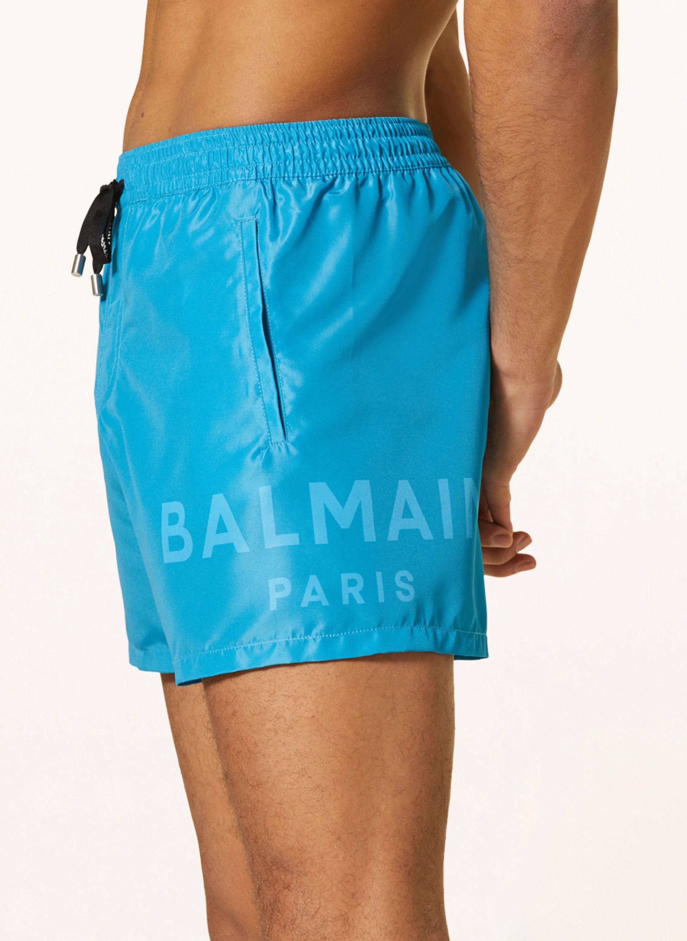 Balmain BALMAIN blue basic logo print swim shorts trunks Large Size US 34 / EU 50 - 4 Thumbnail
