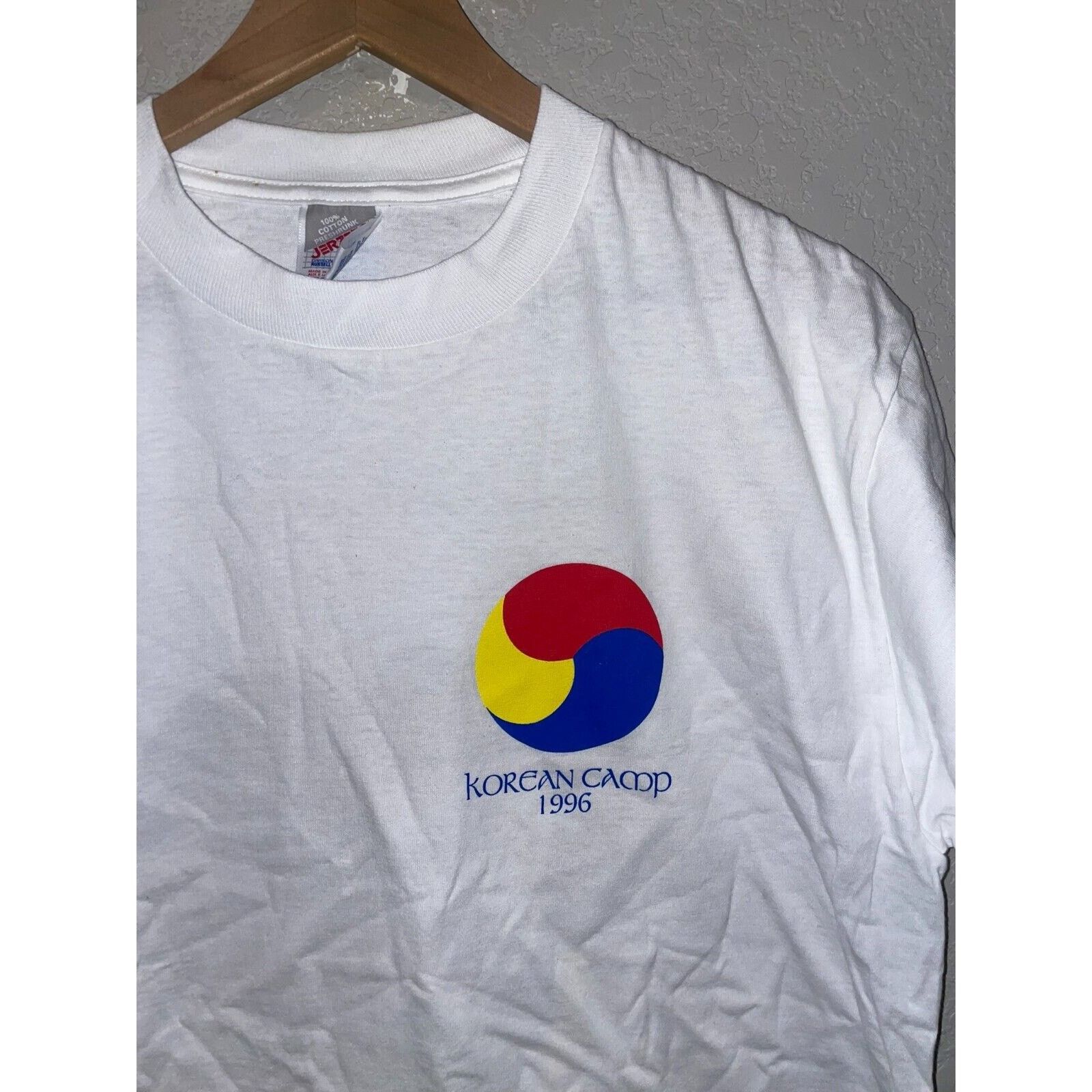 Jerzees 1996 Korean Korea Camp Artwork Mask Shirt 90s 1990s VTG L Size US L / EU 52-54 / 3 - 2 Thumbnail