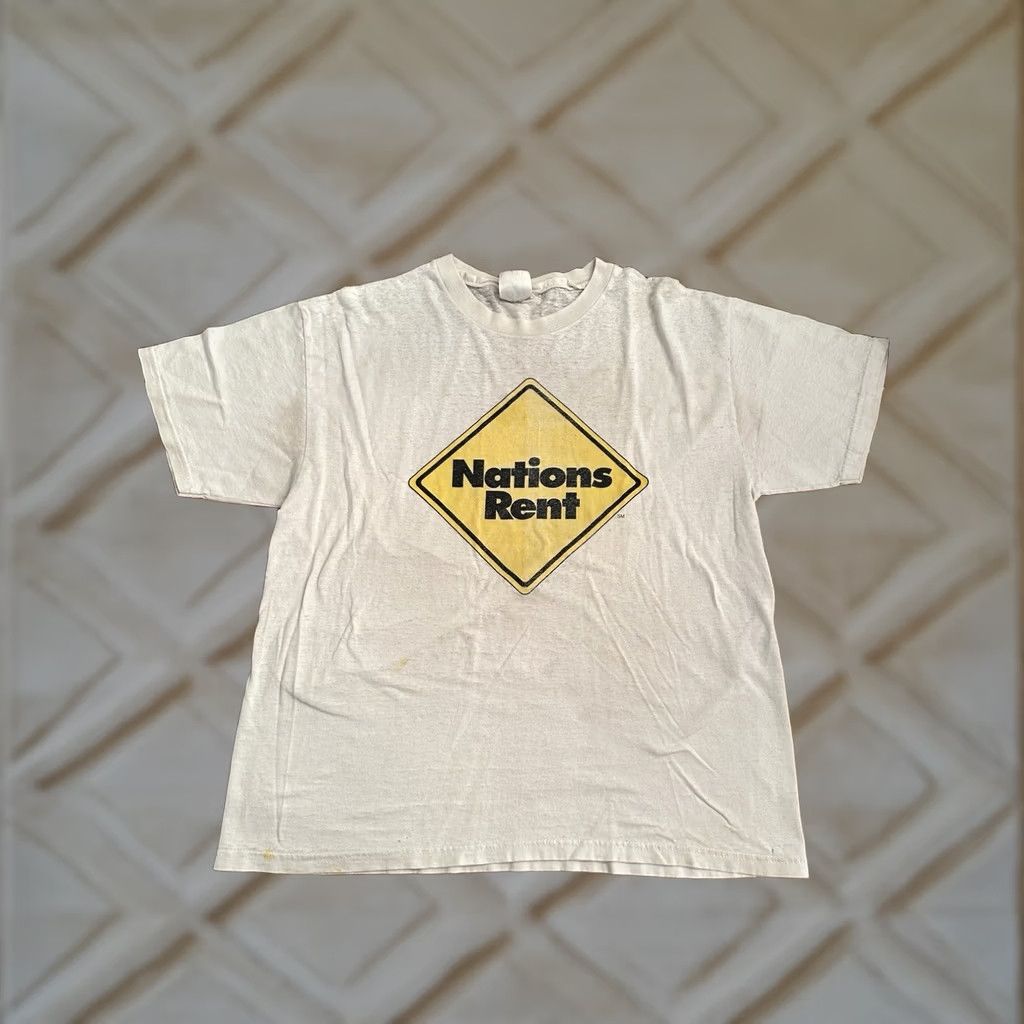 Vintage VINTAGE Nations Rent Distressed Thin T-Shirt L White Double-Sided Men Shirt Size US L / EU 52-54 / 3 - 1 Thumbnail