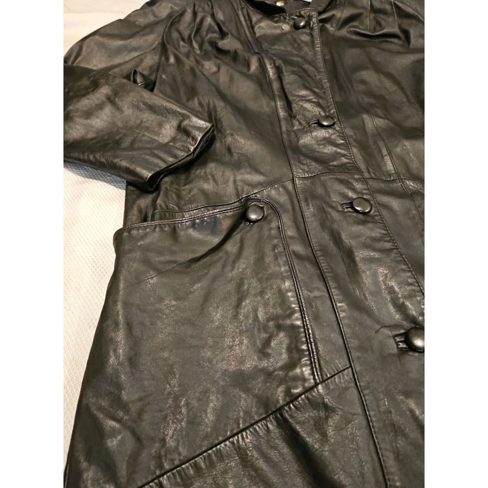 Vintage Vintage Brandon Thomas Jacket Womens Large Long Black Leather Mob Wife Coat Size L / US 10 / IT 46 - 4 Thumbnail