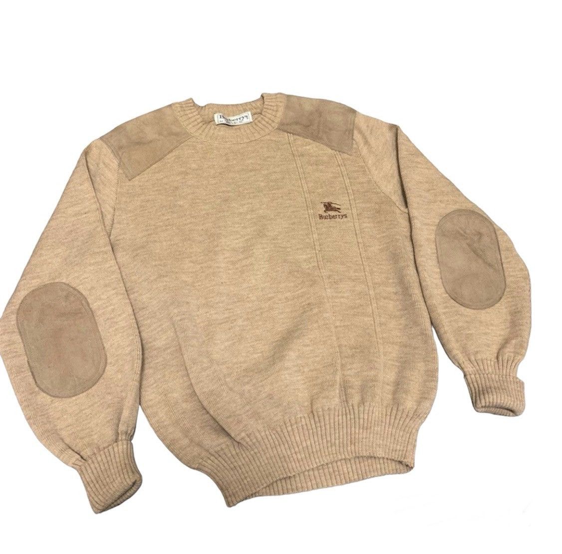 image of Vintage 80's Burberry Wool Knitwear in Brown, Men's (Size Medium)