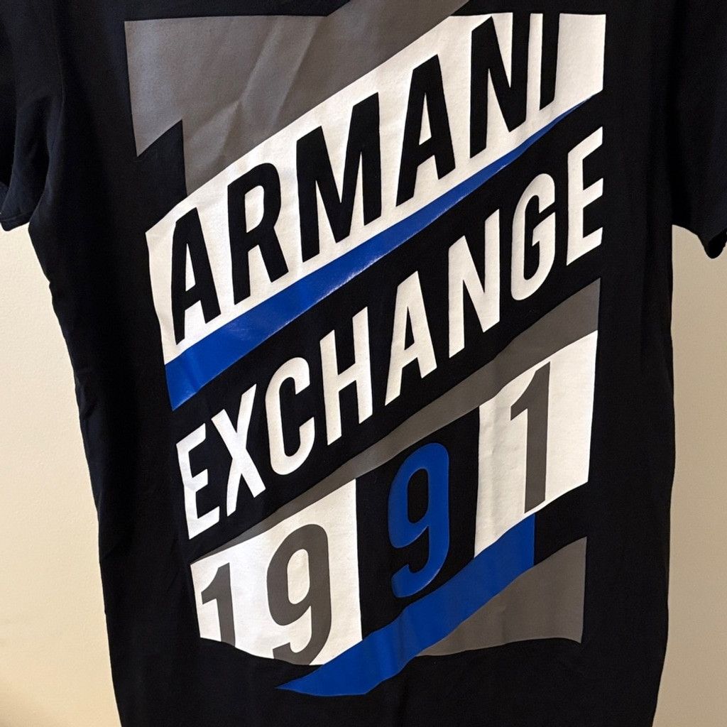 Armani Exchange Armani Exchange 1991 Men's Black Blue Graphic Tee Shirt Med Size US M / EU 48-50 / 2 - 1 Thumbnail
