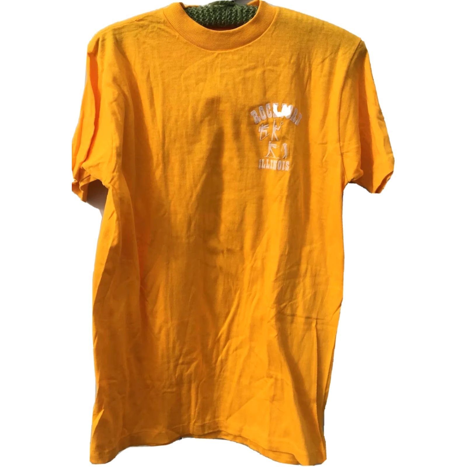 Vintage VINTAGE Collegiate Pacific Rockford Illinois T-Shirt Yellow 1980s 80s Size M Mens Short Sleeve 100% Cotton Graphic Tee Size US M / EU 48-50 / 2 - 2 Thumbnail