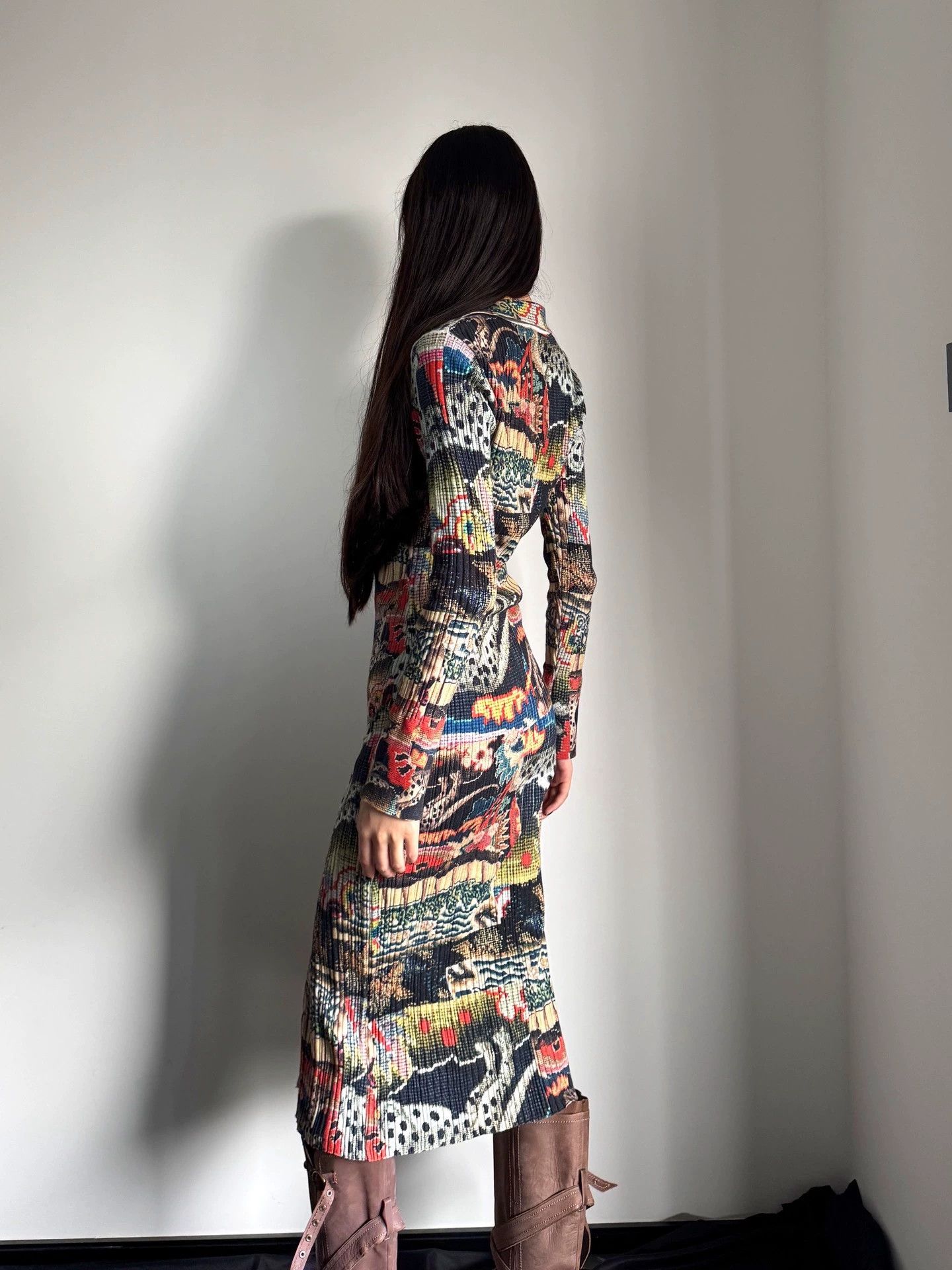 Desigual Desigual Stretch Stand-Collar Printed Knit Dress Size S Size S / US 4 / IT 40 - 4 Thumbnail