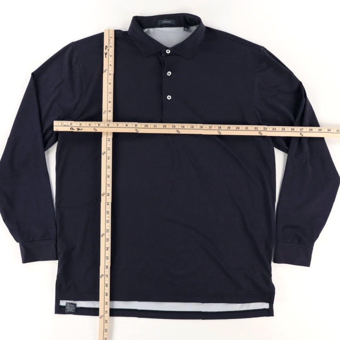 Vintage Turtleson Stretch Geometric Long Sleeve Polo Shirt Navy Men's XL Size US XL / EU 56 / 4 - 3 Thumbnail