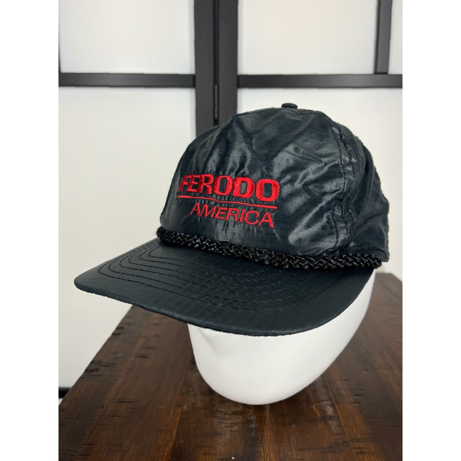 Vintage VINTAGE Ferodo America Hat Cap Snap Back Adult One Size Black Nylon 90's Look Size ONE SIZE - 4 Thumbnail