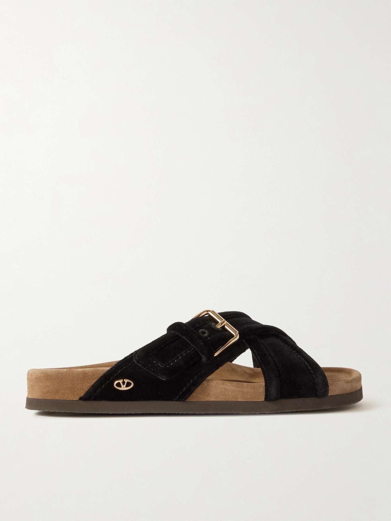 Valentino oc11z0825 Buckled Velvet Slides in Black Size US 5.5 / IT 35.5 - 1 Thumbnail