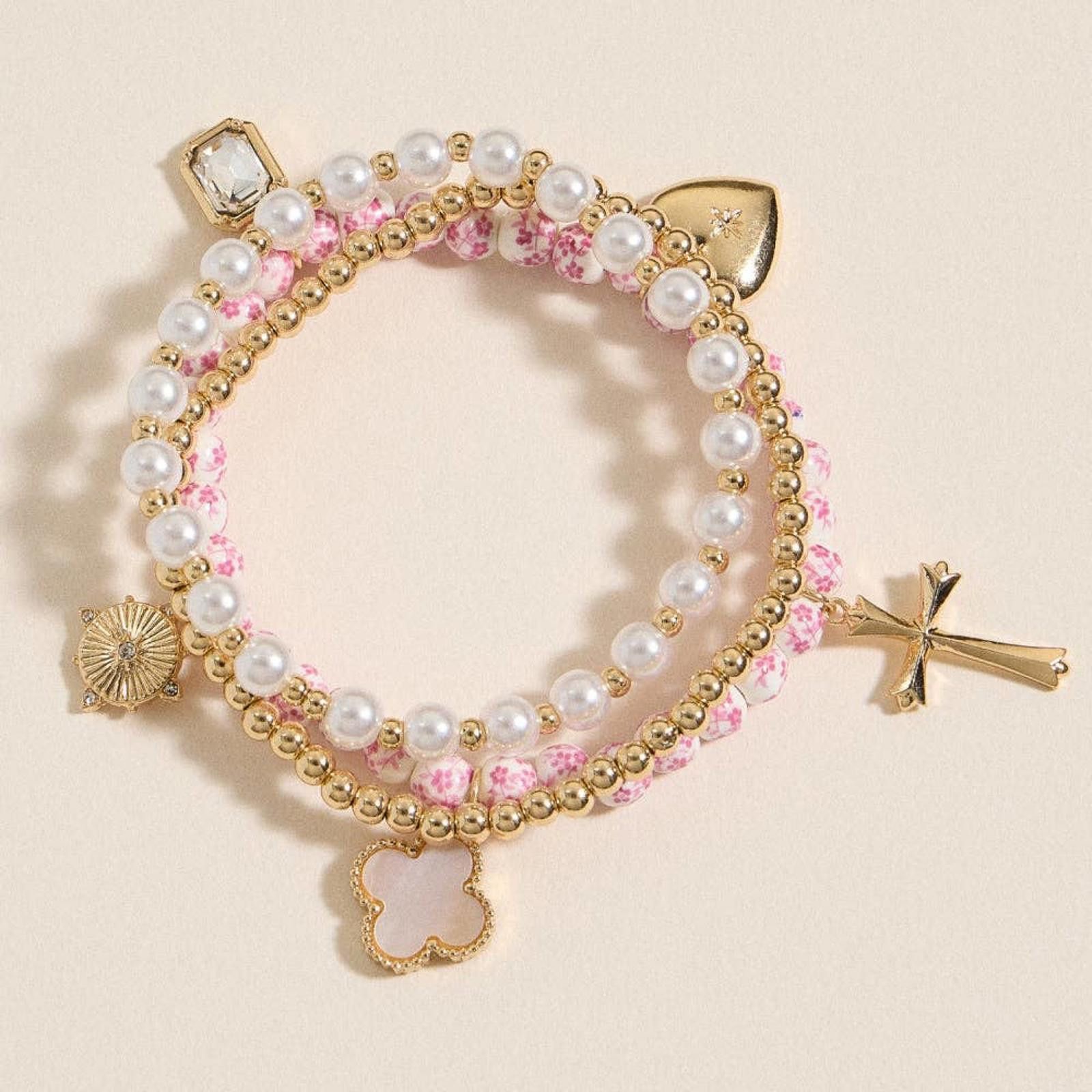 Other Floral Charm Stretch Bracelet Set Size ONE SIZE - 4 Thumbnail