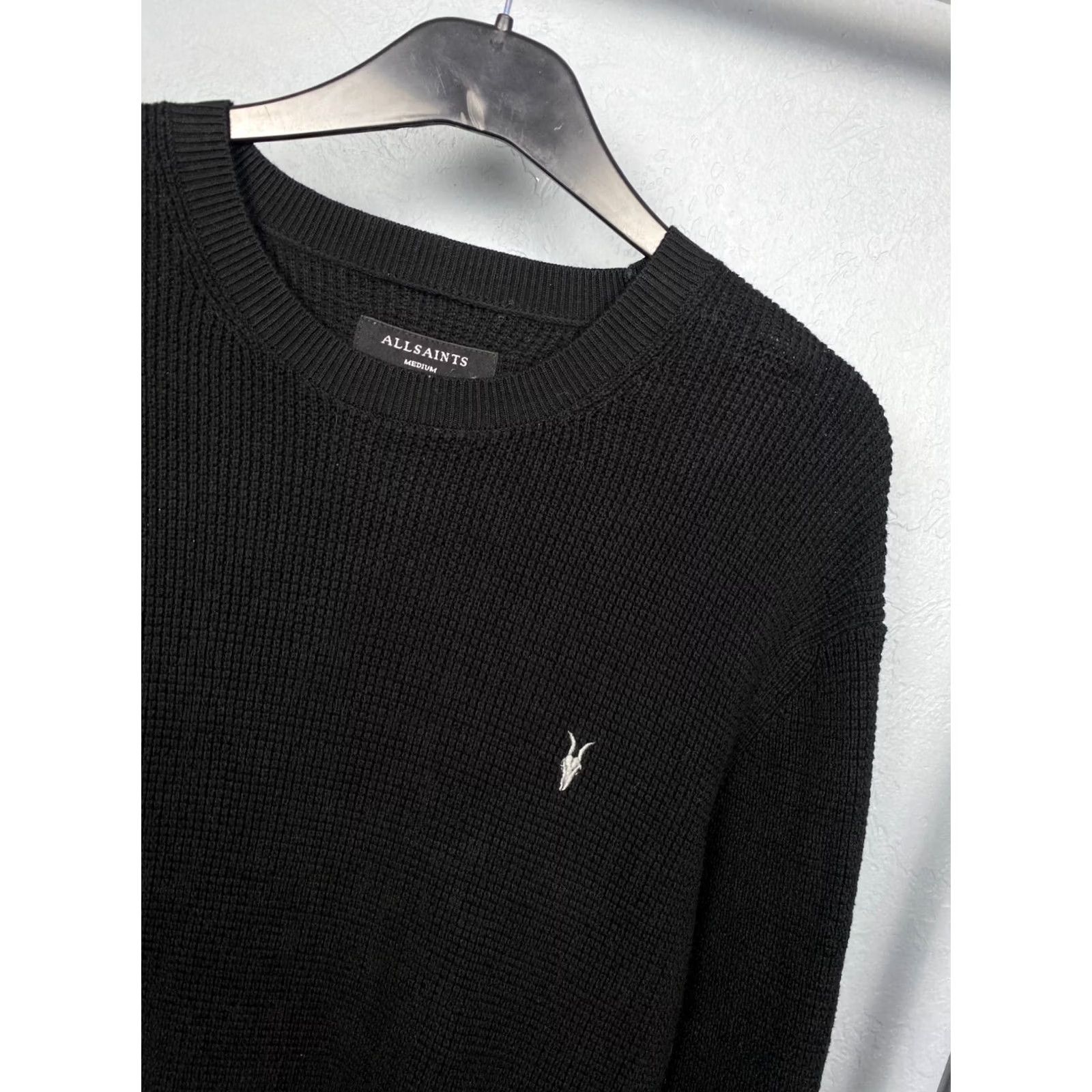 Allsaints Allsaints Rias Crew Neck Mens Knit Cotton Sweater M Black Knit Cotton Sweater Mens Size US M / EU 48-50 / 2 - 2 Thumbnail
