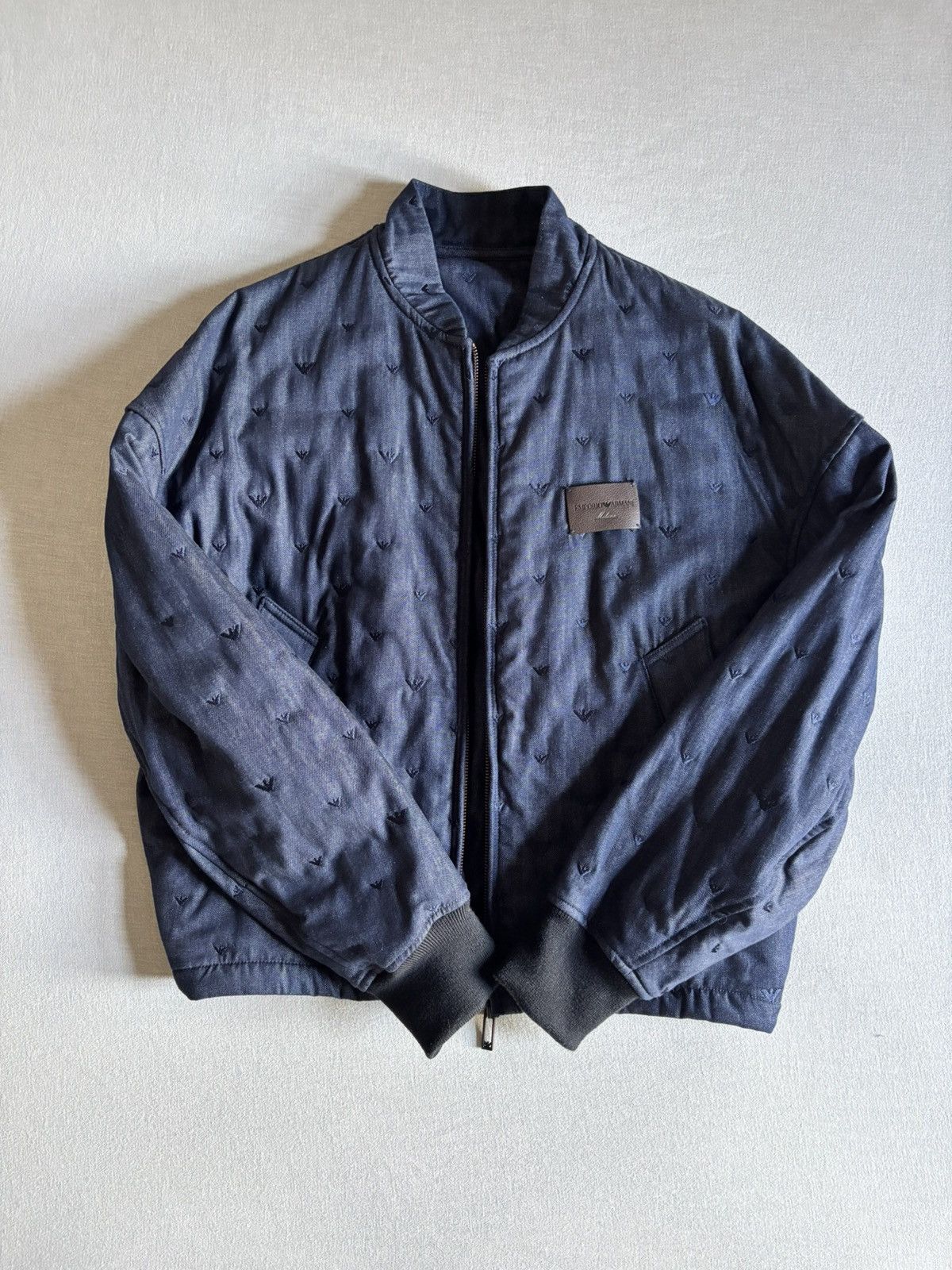Emporio Armani Embroidered Denim Bomber Size US M / EU 48-50 / 2 - 1 Thumbnail