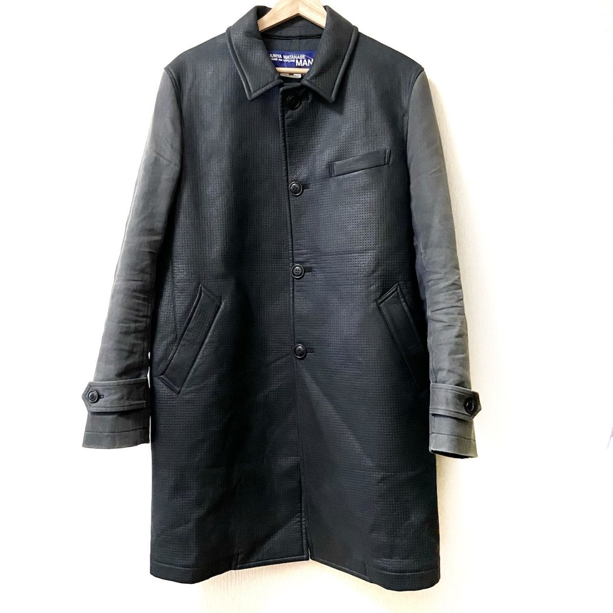 Coat Faux Leather Switching Black