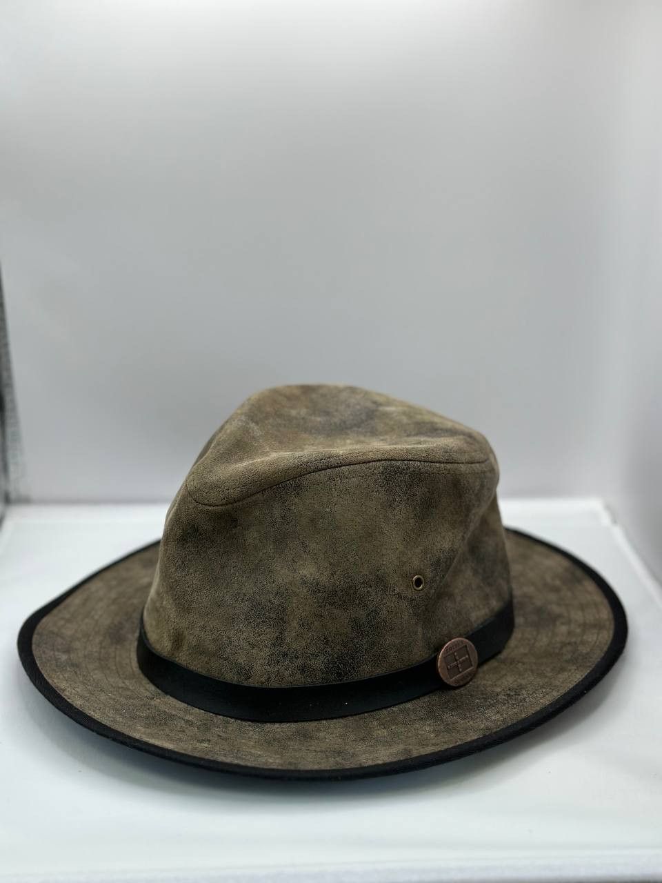 Designer Eureka Stockade EH065 Olive Leather Outback Bush Hat Small Size ONE SIZE - 1 Thumbnail