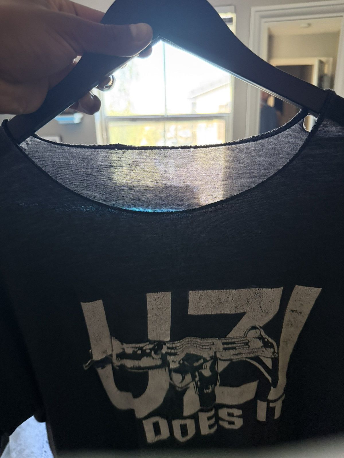 Other 90s Uzi Does It Thrashed Distressed Euro Graphic Tee Size US XL / EU 56 / 4 - 4 Thumbnail