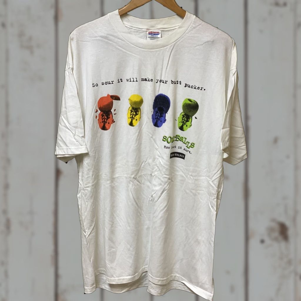 Hanes VINTAGE NOS Hanes T-Shirt Hiram Walker SourBalls Graphic Tee White XL Men Size US XL / EU 56 / 4 - 1 Thumbnail