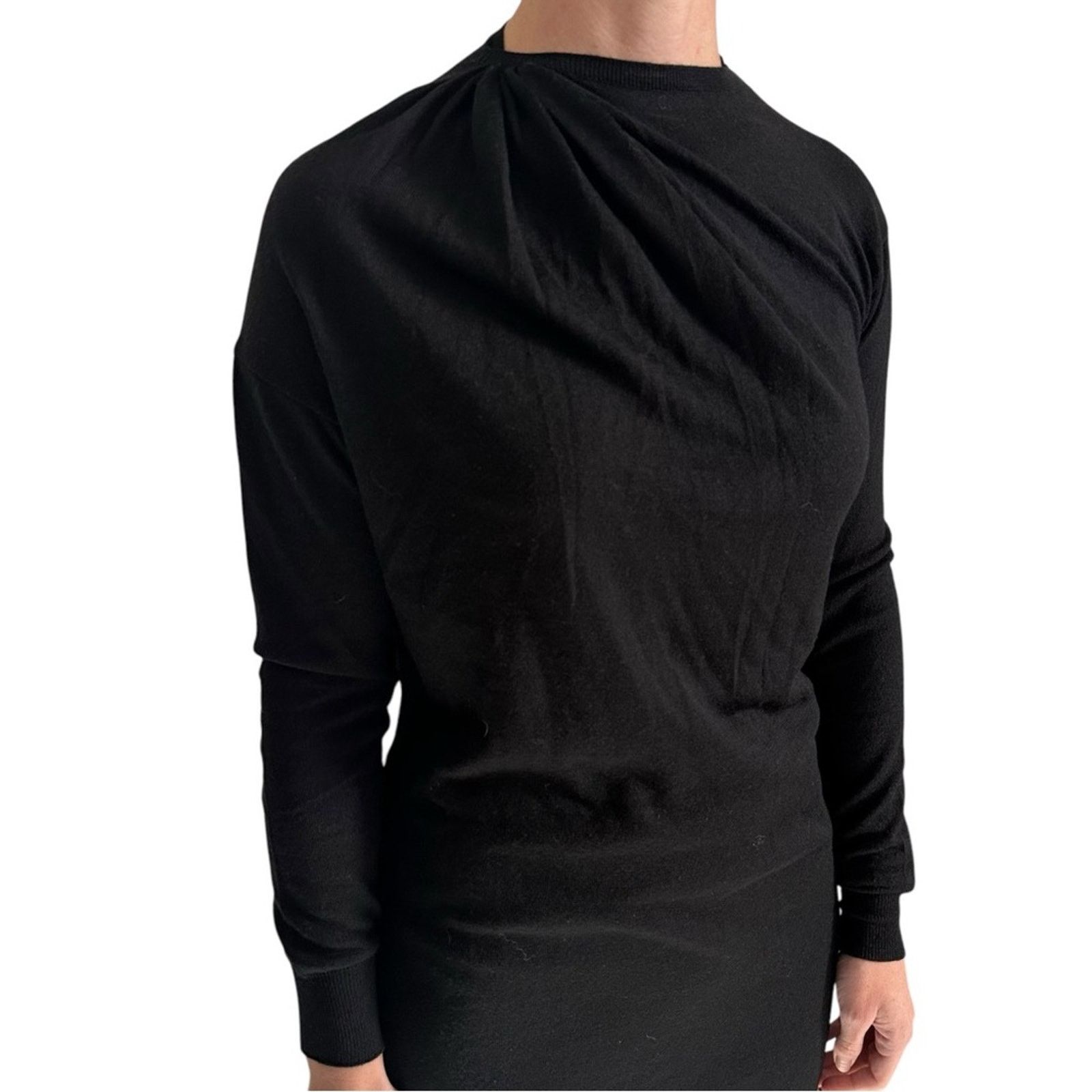 Lanvin Vtg Alber Elbaz Y2K Era Black Sweater Dress Wool Cash Silk Size XS / US 0-2 / IT 36-38 - 13 Thumbnail
