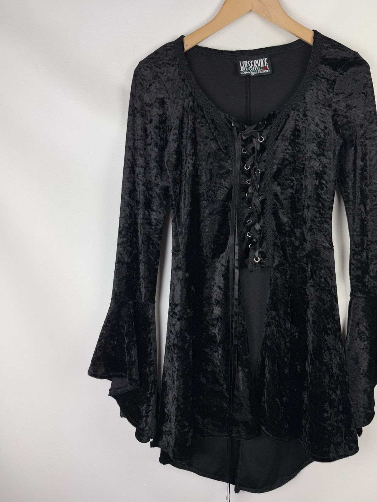 Lip Service Lip Service Gothic Witch Punk Velour Bell Sleeve Tunic Dress Size S / US 4 / IT 40 - 2 Thumbnail