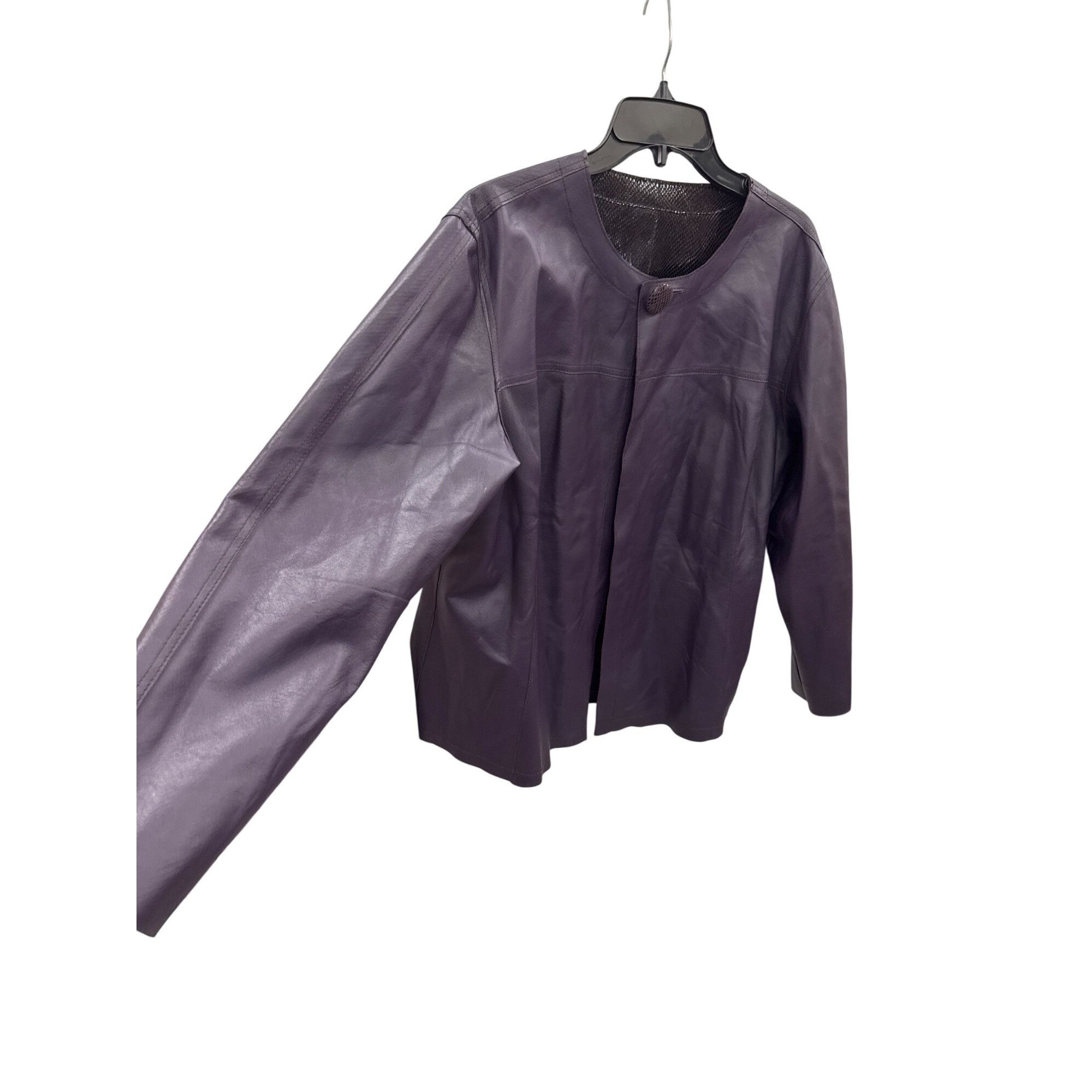 Chicos Chicos Womens Plum Leather Reversible Animal Print Jacket ou Size S / US 4 / IT 40 - 11 Thumbnail