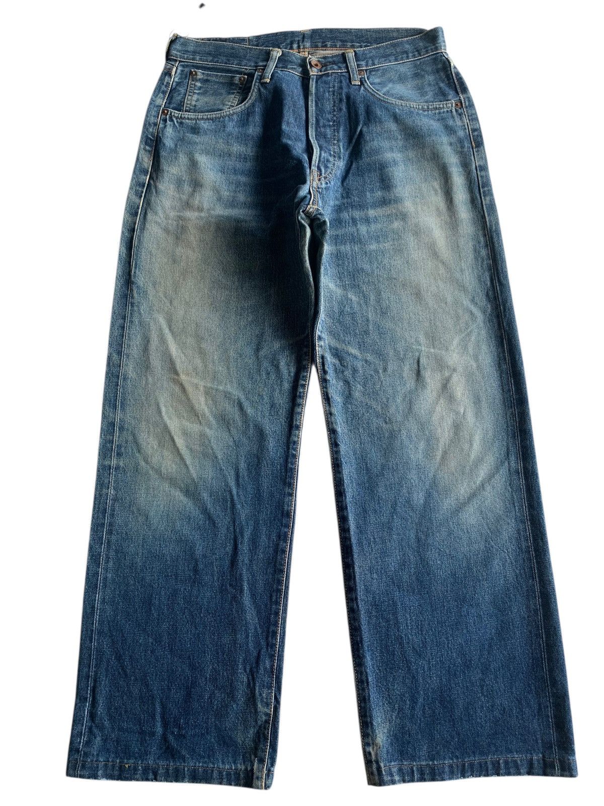 Edwin VINTAGE EDWIN 505 SELVEDGE BAGGY FADED DISTRESSED DENIM Size US 31 - 1 Thumbnail