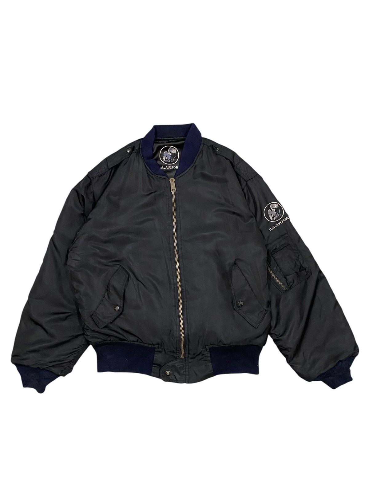 Vintage Vtg U.S Air Force Bomber Jacket Black Size US XL / EU 56 / 4 - 1 Thumbnail