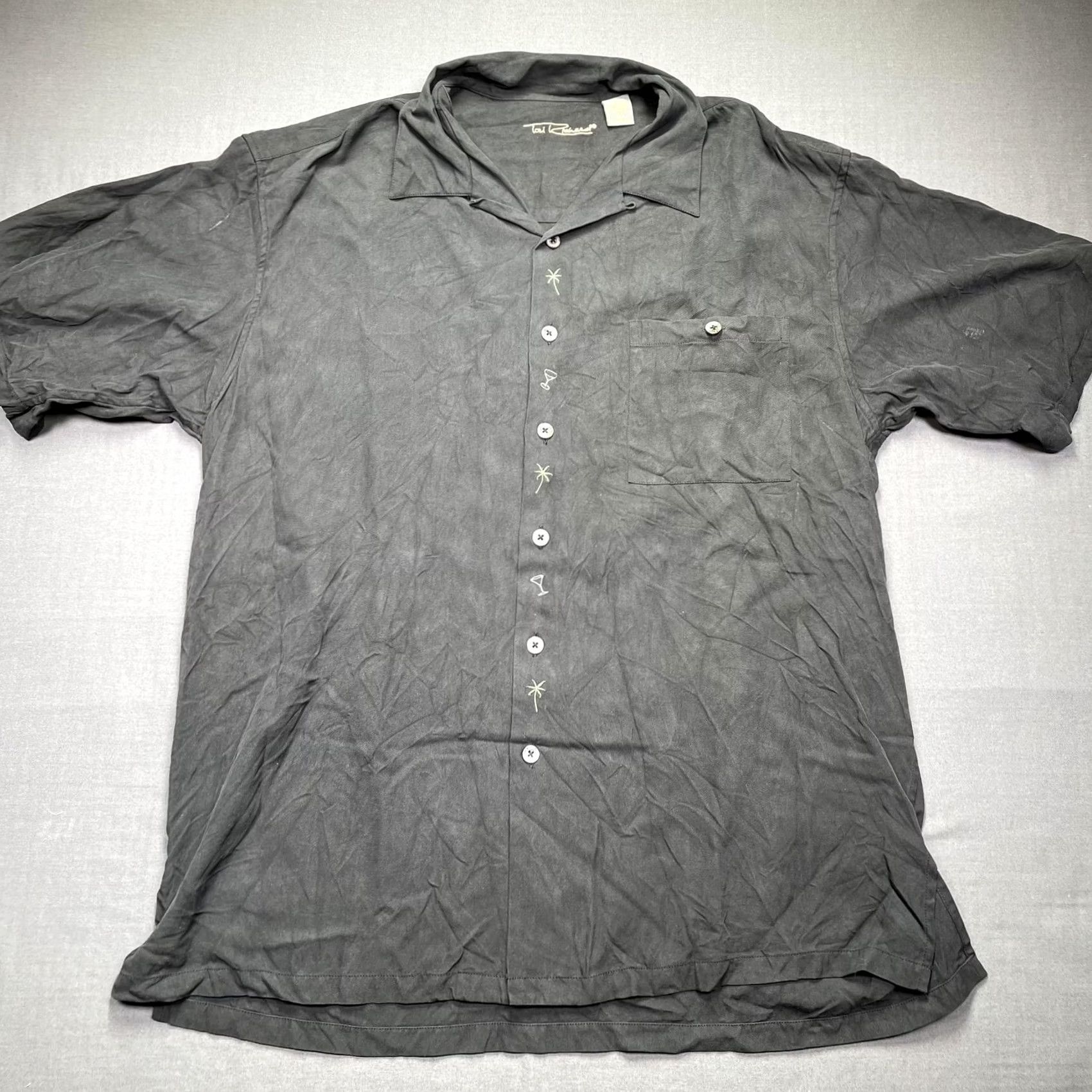 Tori Richard Tori Richard Shirt Mens XL Gray Tropitini Hawaiian Aloha Silk Embroidered Size US XL / EU 56 / 4 - 3 Thumbnail