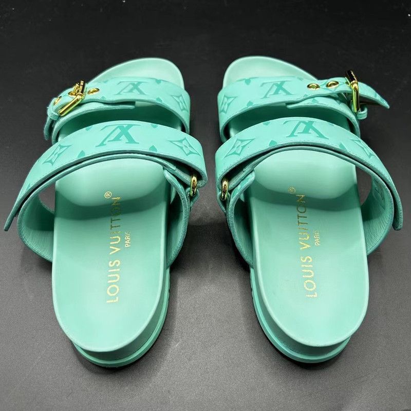 Louis Vuitton Stylish Aqua Flat Sandals for Women -2508