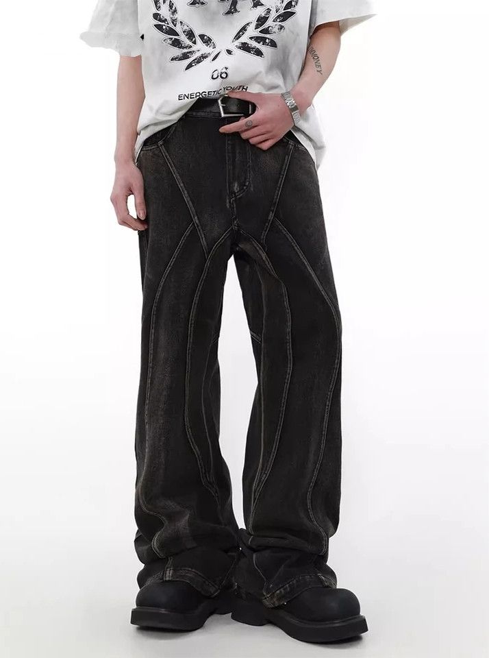 Jean × Vintage Split Splice Deconstructed Wash Distressed Jeans Size US 33 - 1 Thumbnail
