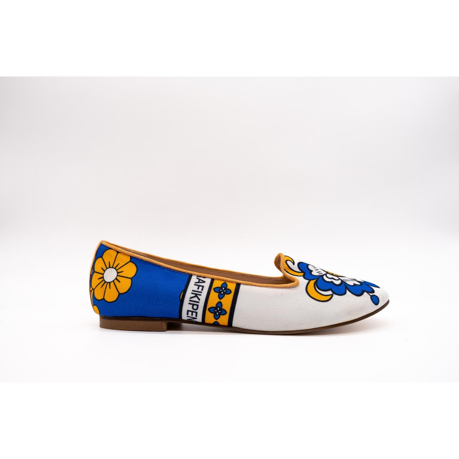 BIZU Chic Ballet Flats, Loafers - White & Blue, Neema Size US 9 / IT 39 - 3 Thumbnail
