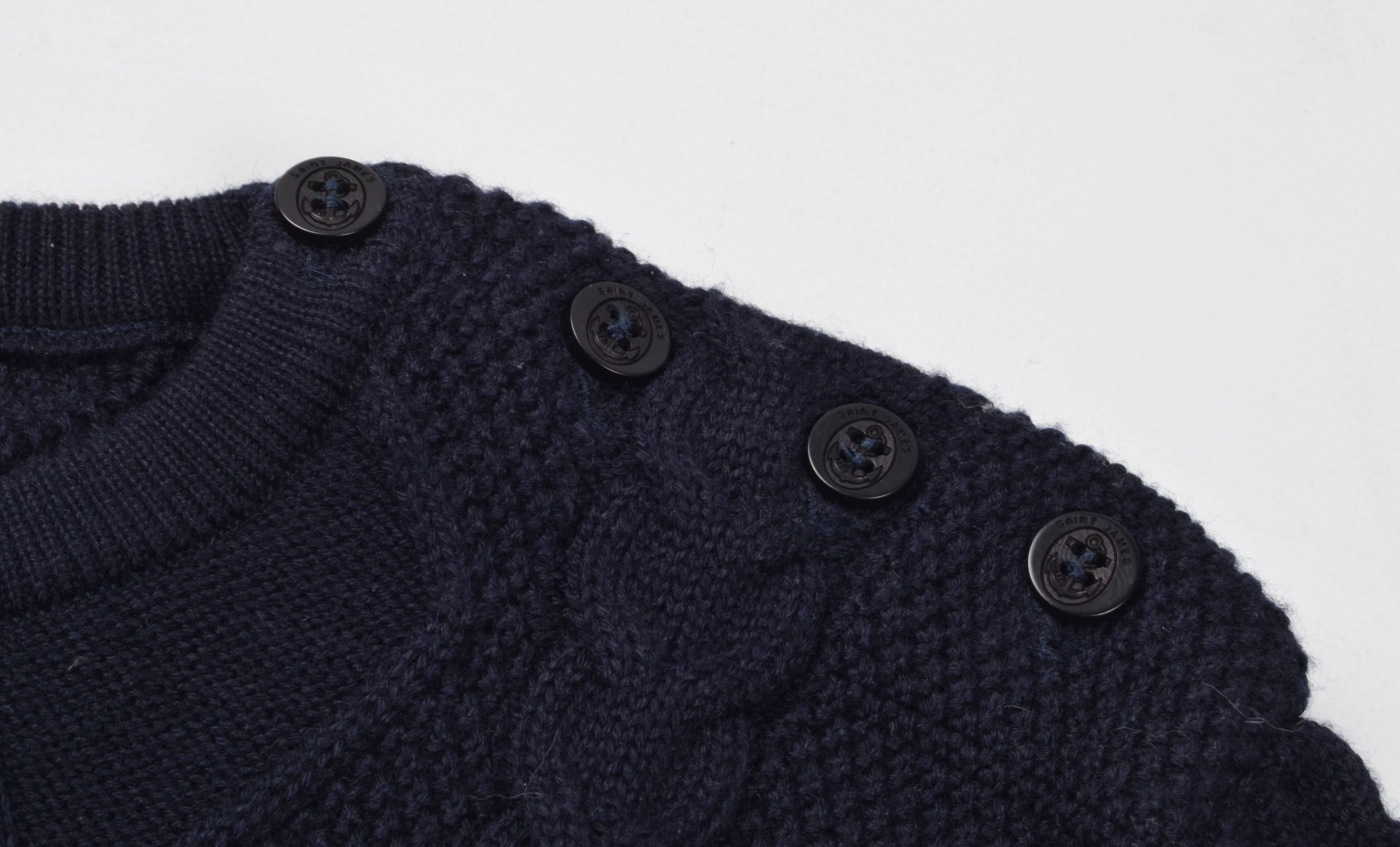 Saint James Vintage Saint James Navy Cable Knit Wool Blend Sweater Size S / US 4 / IT 40 - 7 Thumbnail