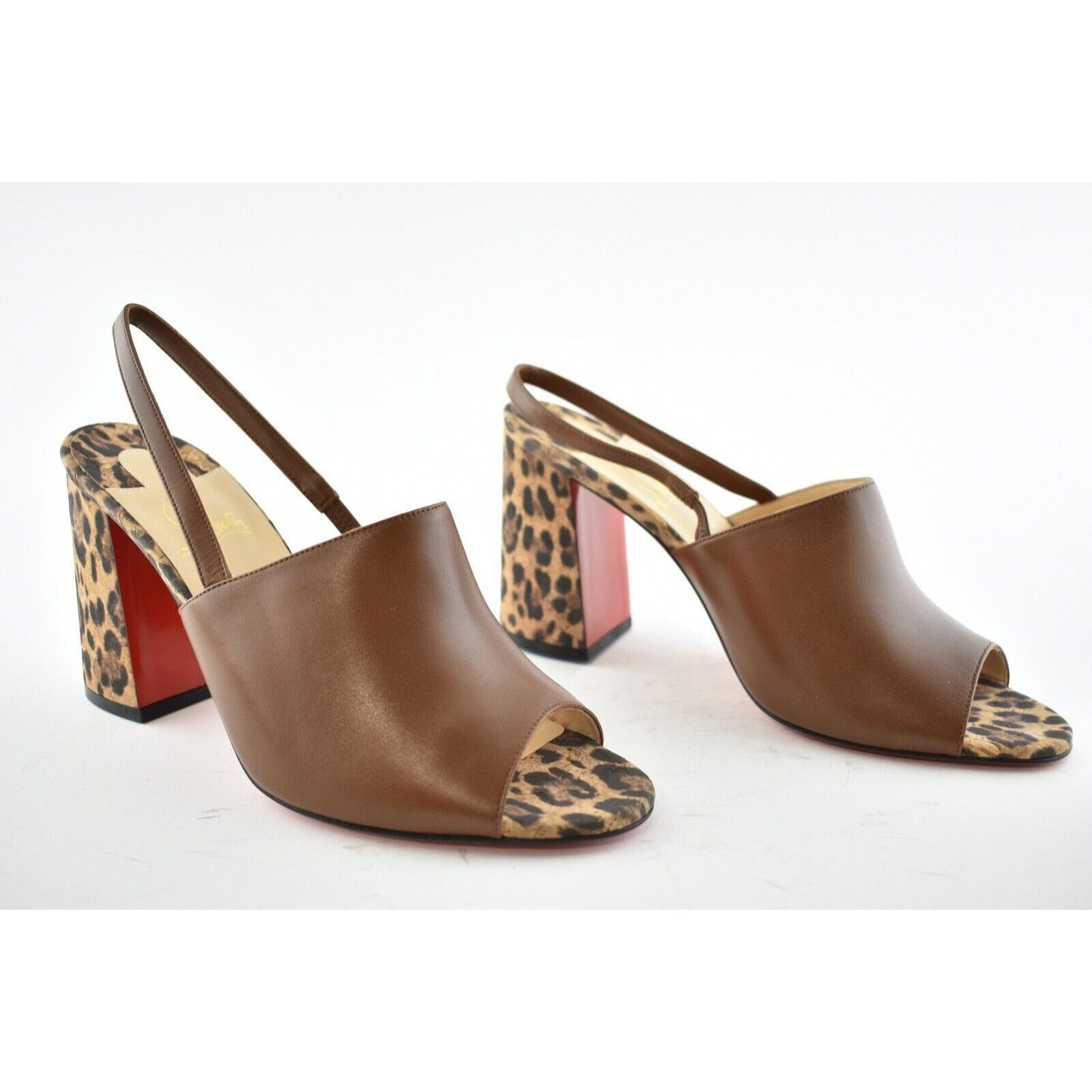 Christian Louboutin Pigasling 85 Brown Leopard Rio Slingback Block Heel Pump 36 Size US 6 / IT 36 - 2 Thumbnail