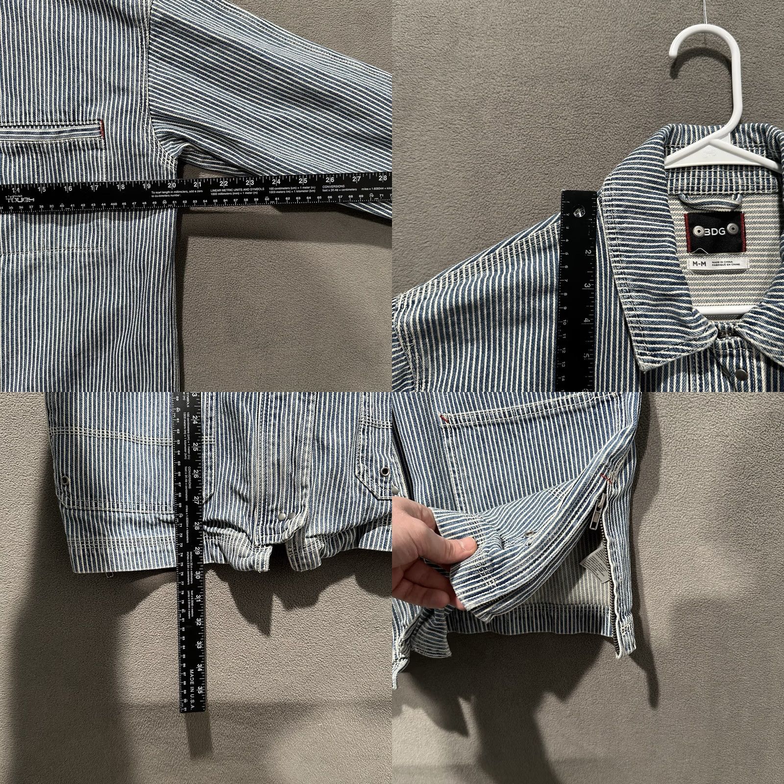 Bdg BDG Hickory Stripe Drill Chore Jacket Womens Medium Blue White Railroad EUC Size M / US 6-8 / IT 42-44 - 8 Thumbnail