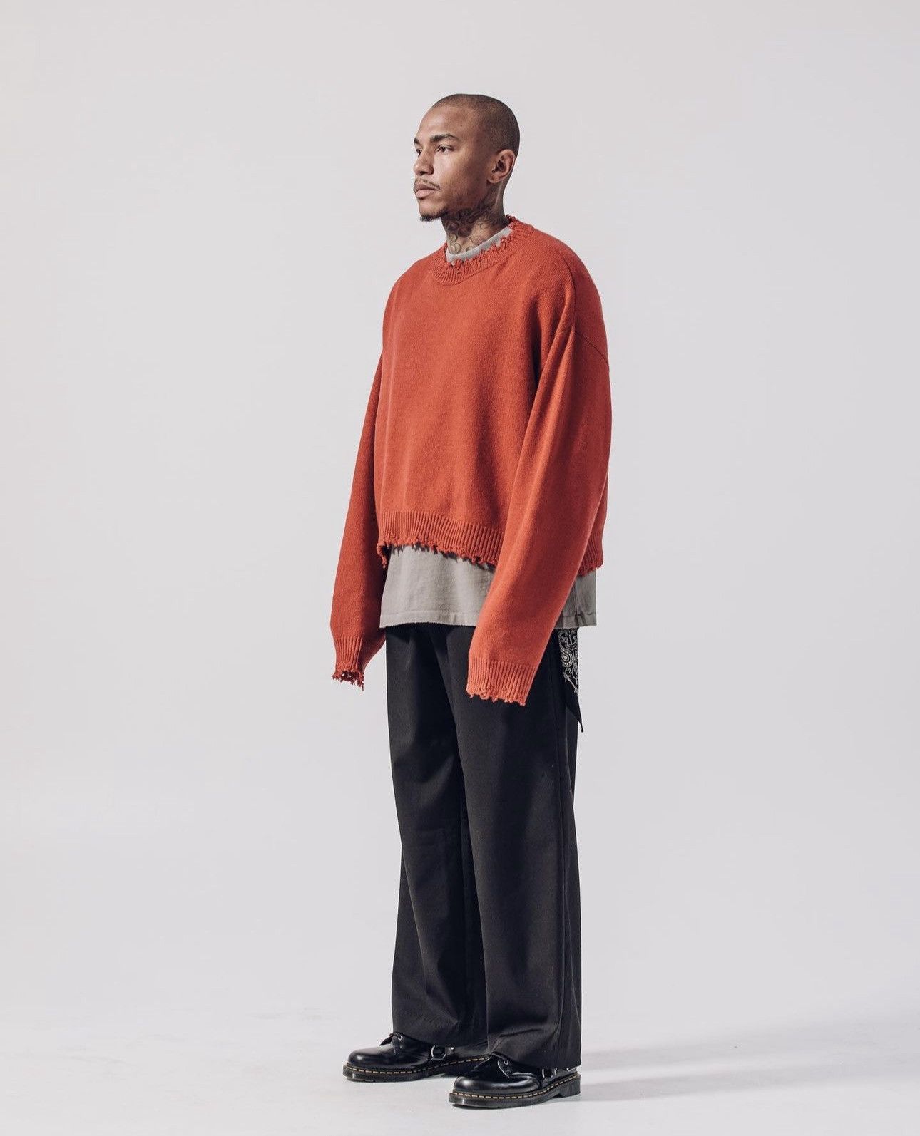 Red Cropped Cashmere Wool Knit Sweater