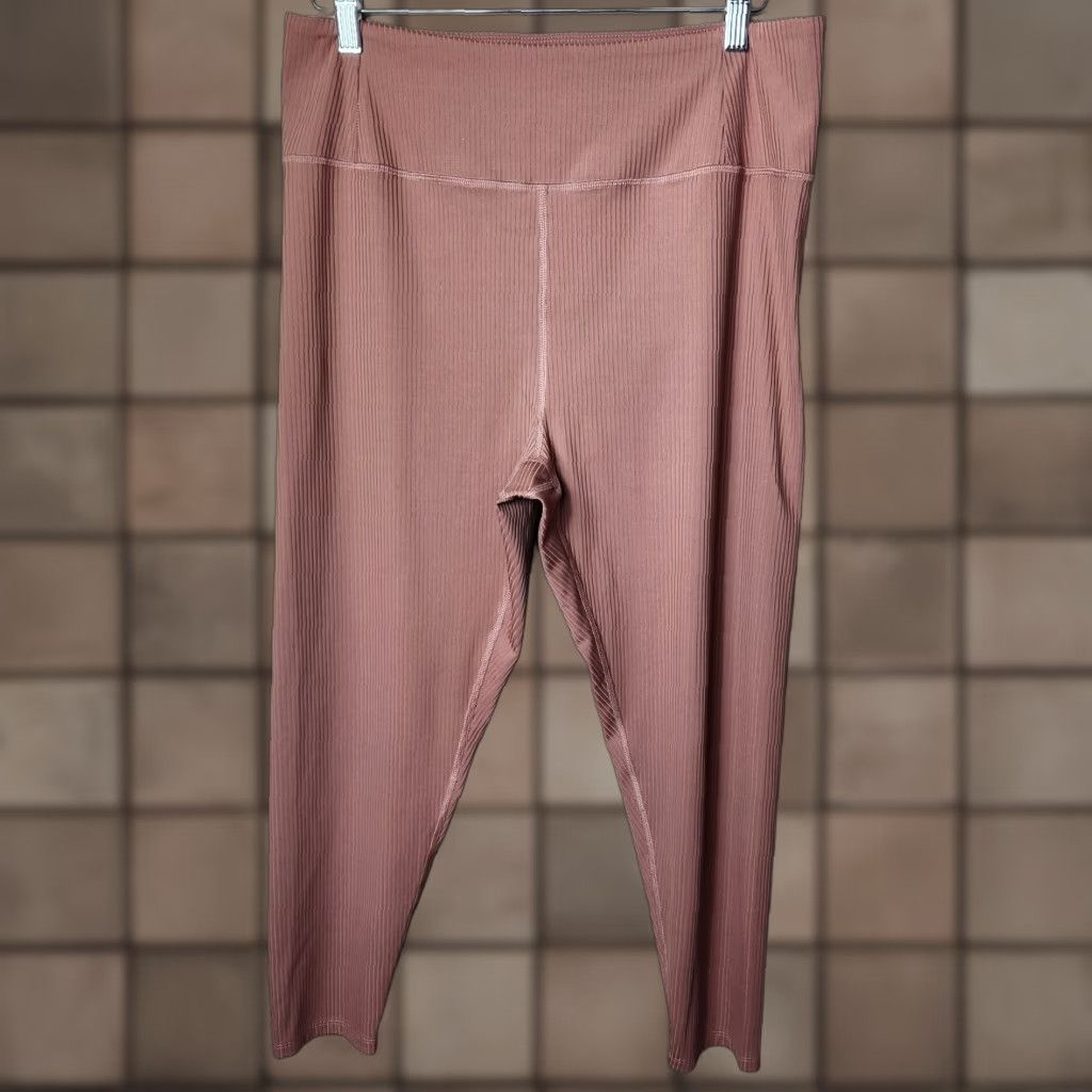 Girlfriend Collective girlfriend collective Womens Leggings - Pink Ribbed Leggings - Size XXL - Rosewood Pink - Plus Size - Ankle, Skinny - High Rise - Yoga - Activewear Size ONE SIZE - 1 Thumbnail