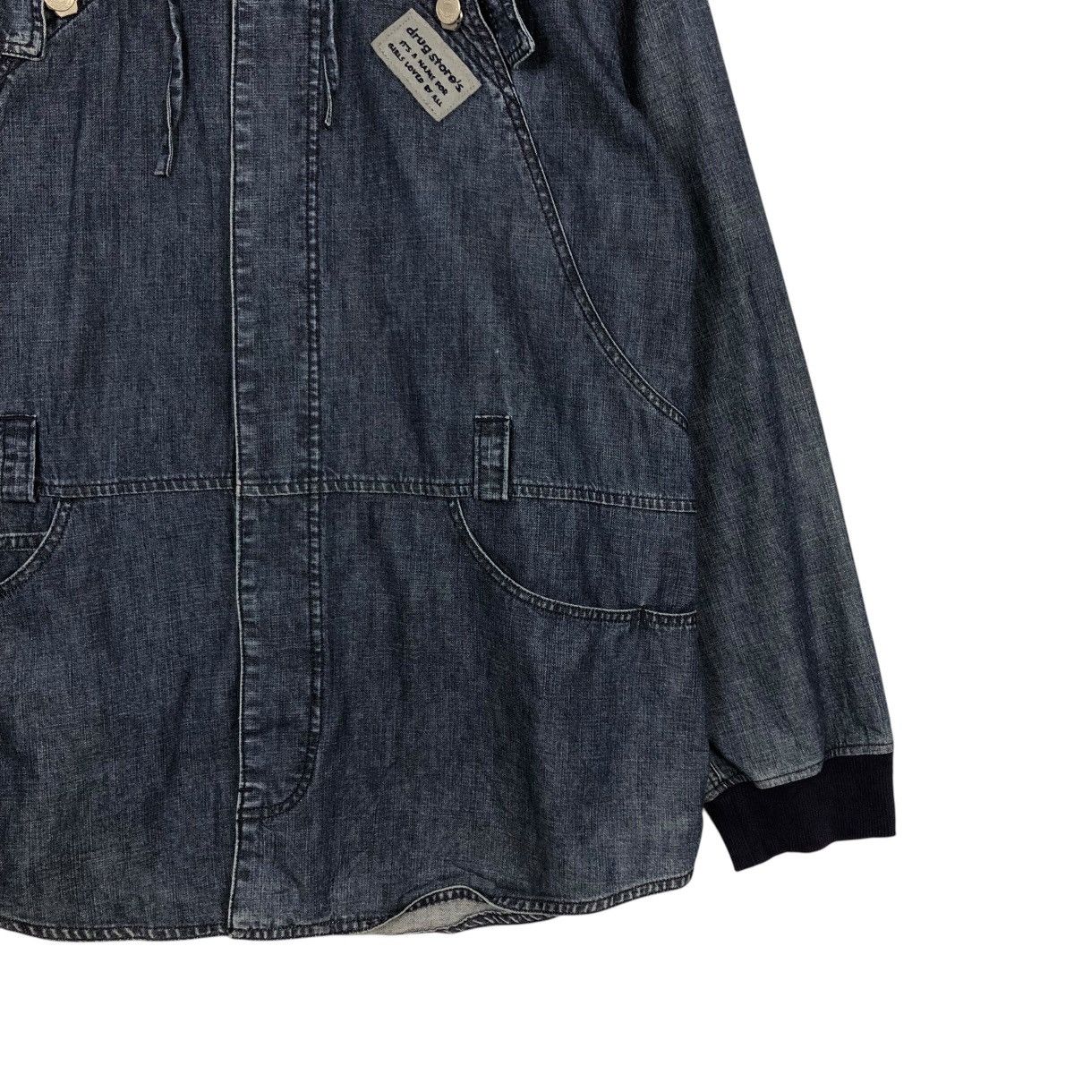 Japanese Brand 📌Vintage Biker Denim Jacket Drug Store's Big Logo Design Size US M / EU 48-50 / 2 - 6 Thumbnail