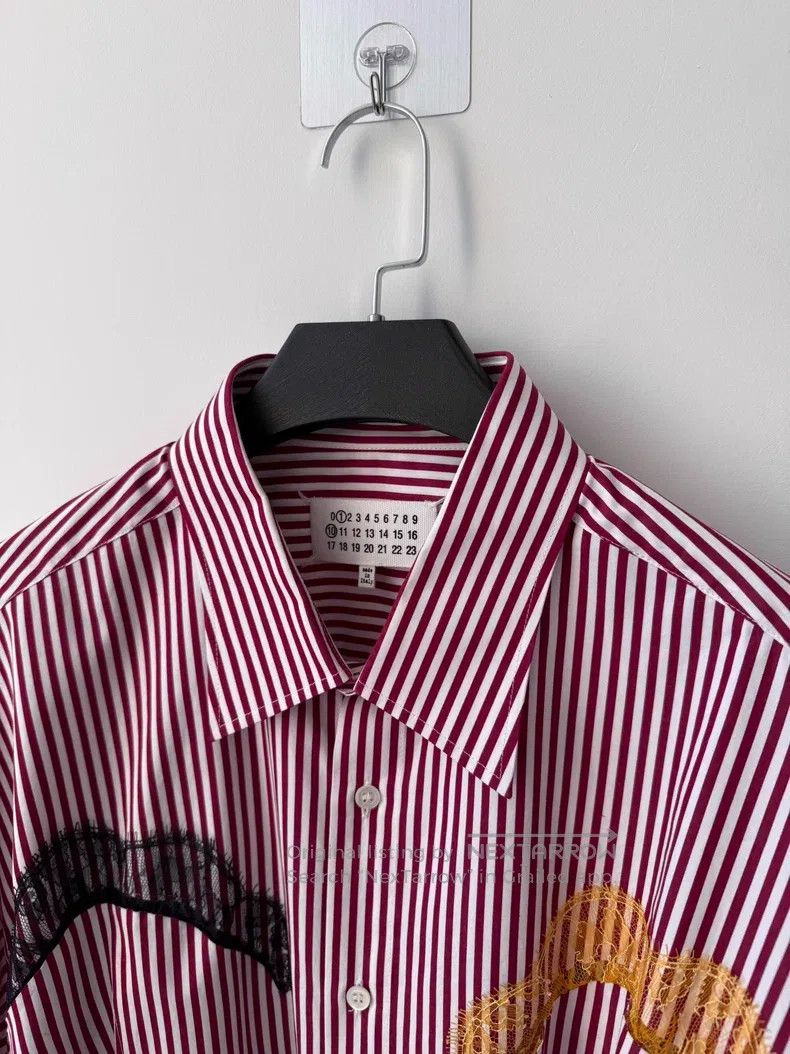 Maison Margiela Maison Margiela Size 41 Striped stitched lapel shirt Size S / US 4 / IT 40 - 3 Thumbnail