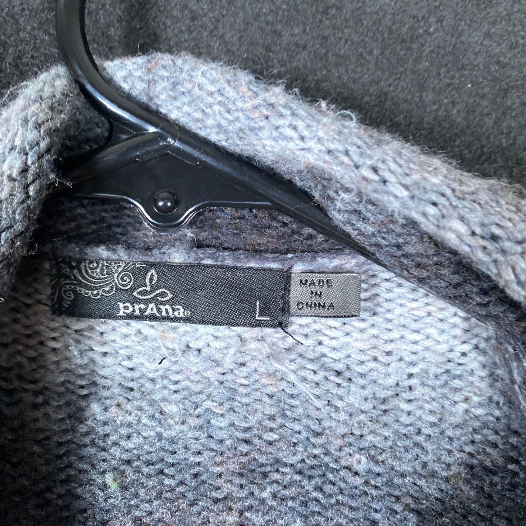 Prana prAna Womens Cardigan Black Gray Striped Open Waterfall Wool Blend L Sweater Knit Casual Workwear Travel Formal Party/Cocktail Wedding Size L / US 10 / IT 46 - 4 Thumbnail