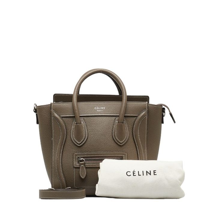 Celine CELINE Luggage Nano Shopper Handbag Shoulder Bag Brown Leather