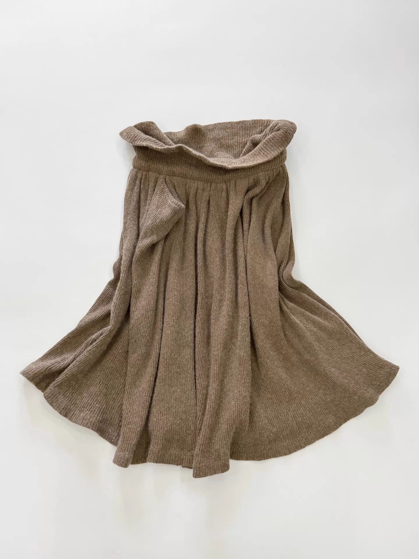 Y's Y's by Yohji Yamamoto Camel Waist-Cuff Knit Skirt Size 28" / US 6 / IT 42 - 7 Thumbnail