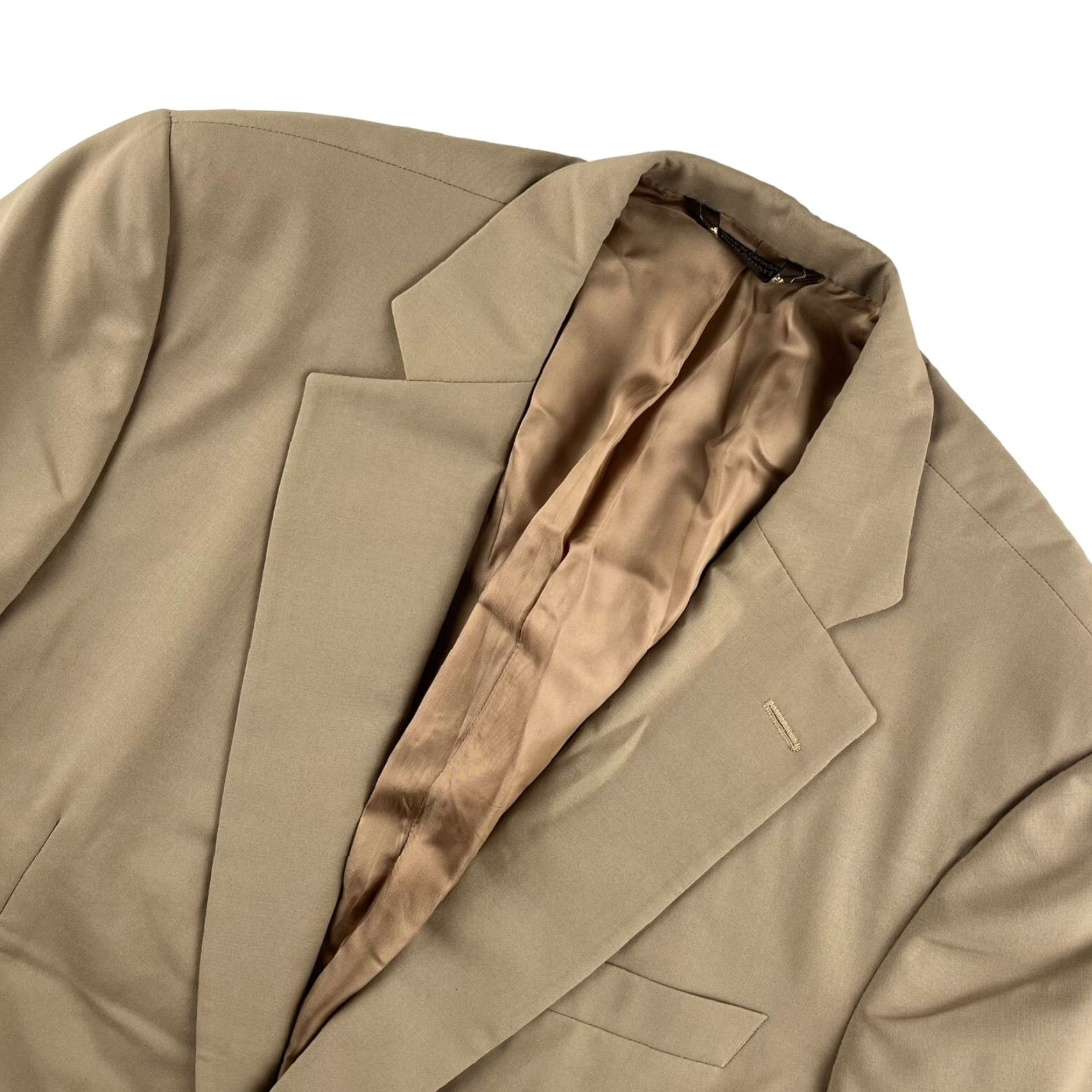 Paul Stuart VINTAGE Paul Stuart Blazer Jacket Mens Tan Wool 2-Button Notch Lapel Long 41 Long Brown solid Vintage Condition? Size 40R - 2 Thumbnail