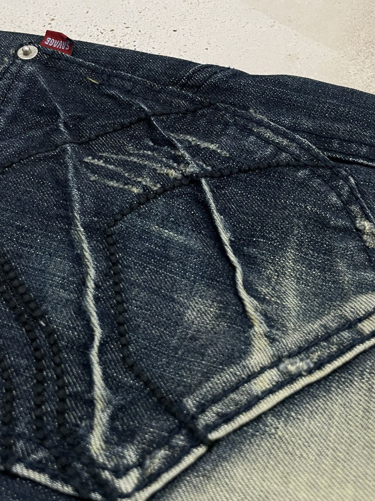 Other Savage Denim Mud Wash Distressed 3D Whisker I6W9 Size US 29 - 19 Thumbnail