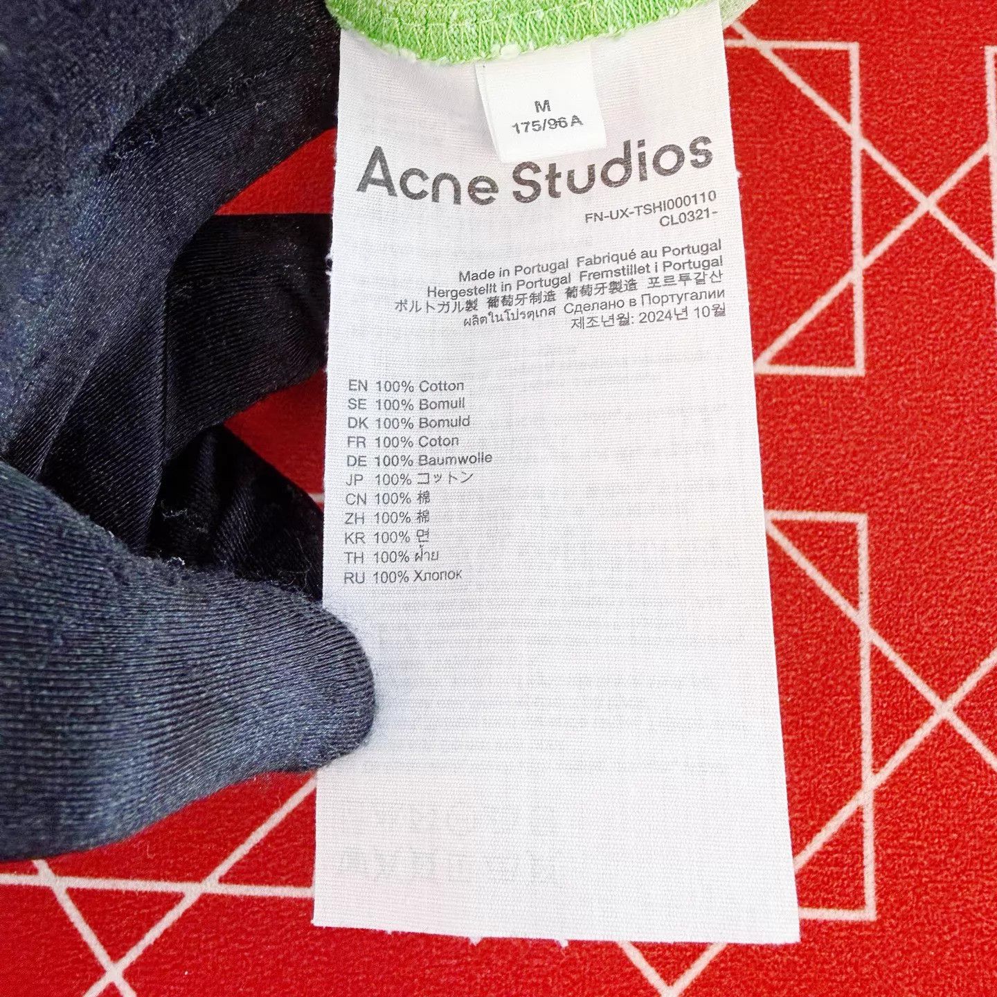 Acne Studios Acne Studios 25 Crystal Logo Distressed Green Short Sleeve Size US M / EU 48-50 / 2 - 5 Thumbnail