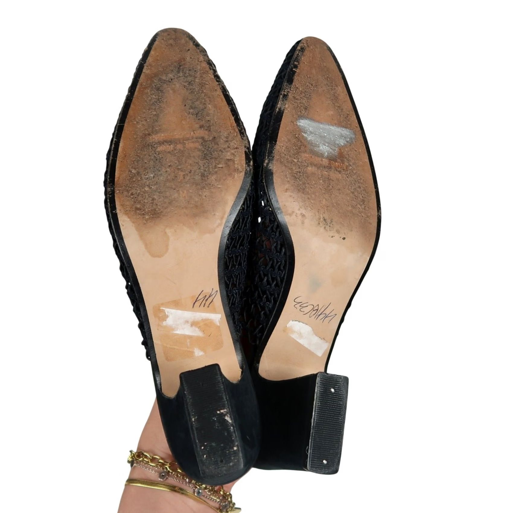 Vintage VINTAGE Charles David Black Woven Block Heel Mules 7 Womens Casual Workwear 90s Bohemian Size US 7 / IT 37 - 5 Thumbnail