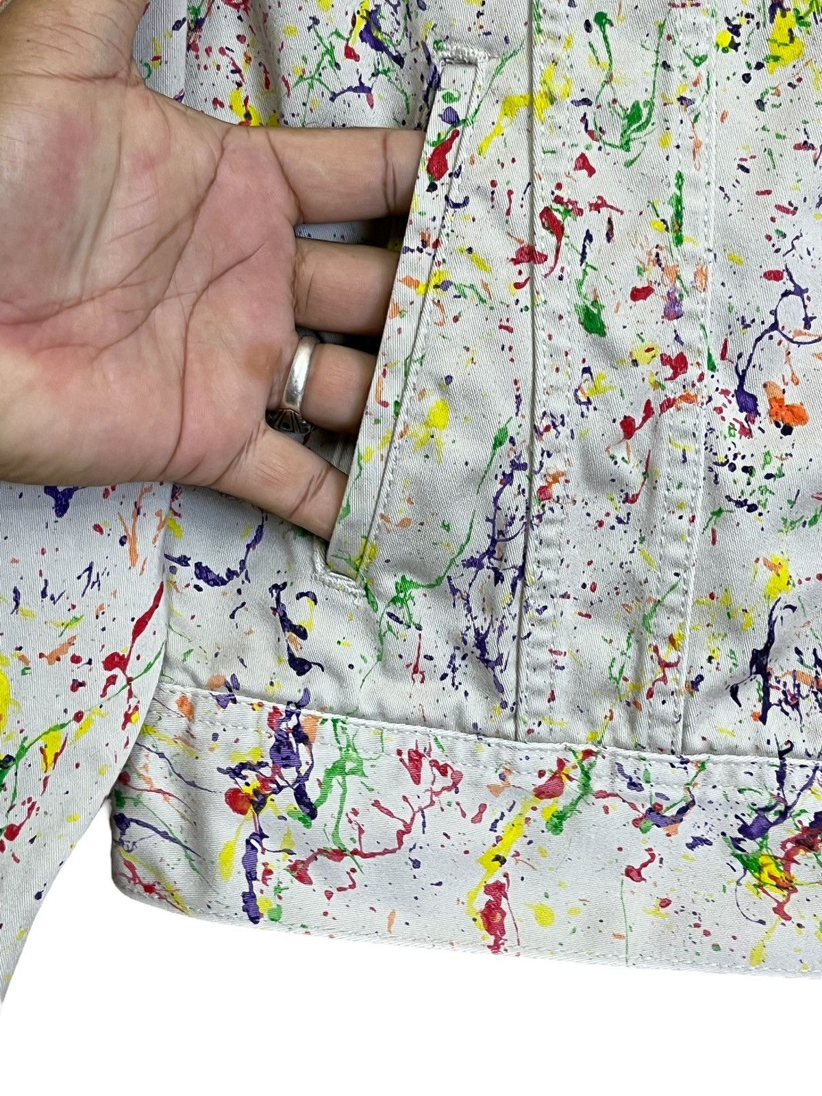 Japanese Brand VINTAGE EDWIN X LEE CUSTOM PAINT SPLATTER TRUCKER JACKET Size US L / EU 52-54 / 3 - 11 Thumbnail