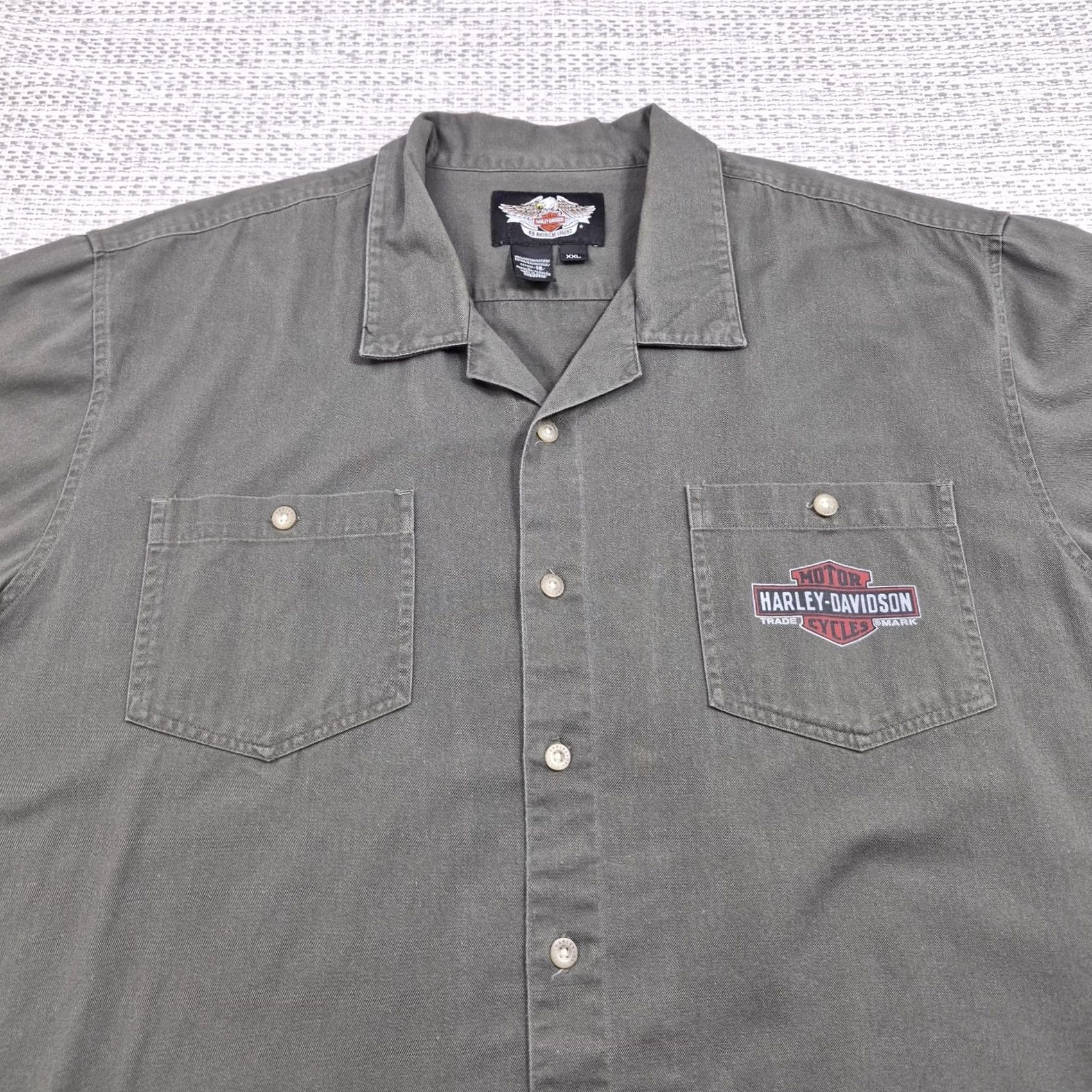 Harley Davidson Harley Davidson Shirt Mens 2XL Green Graphic Short Sleeve Button Front Biker Size US XXL / EU 58 / 5 - 4 Thumbnail