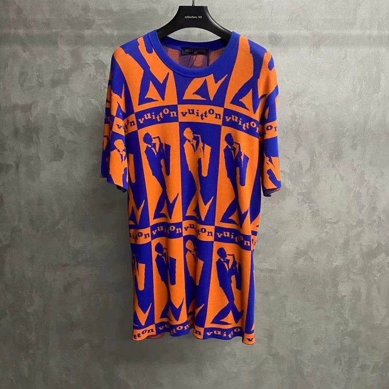 Louis Vuitton louis vuitton Orange Pied Piper print logo knit short sleev Size US XL / EU 56 / 4 - 1 Thumbnail