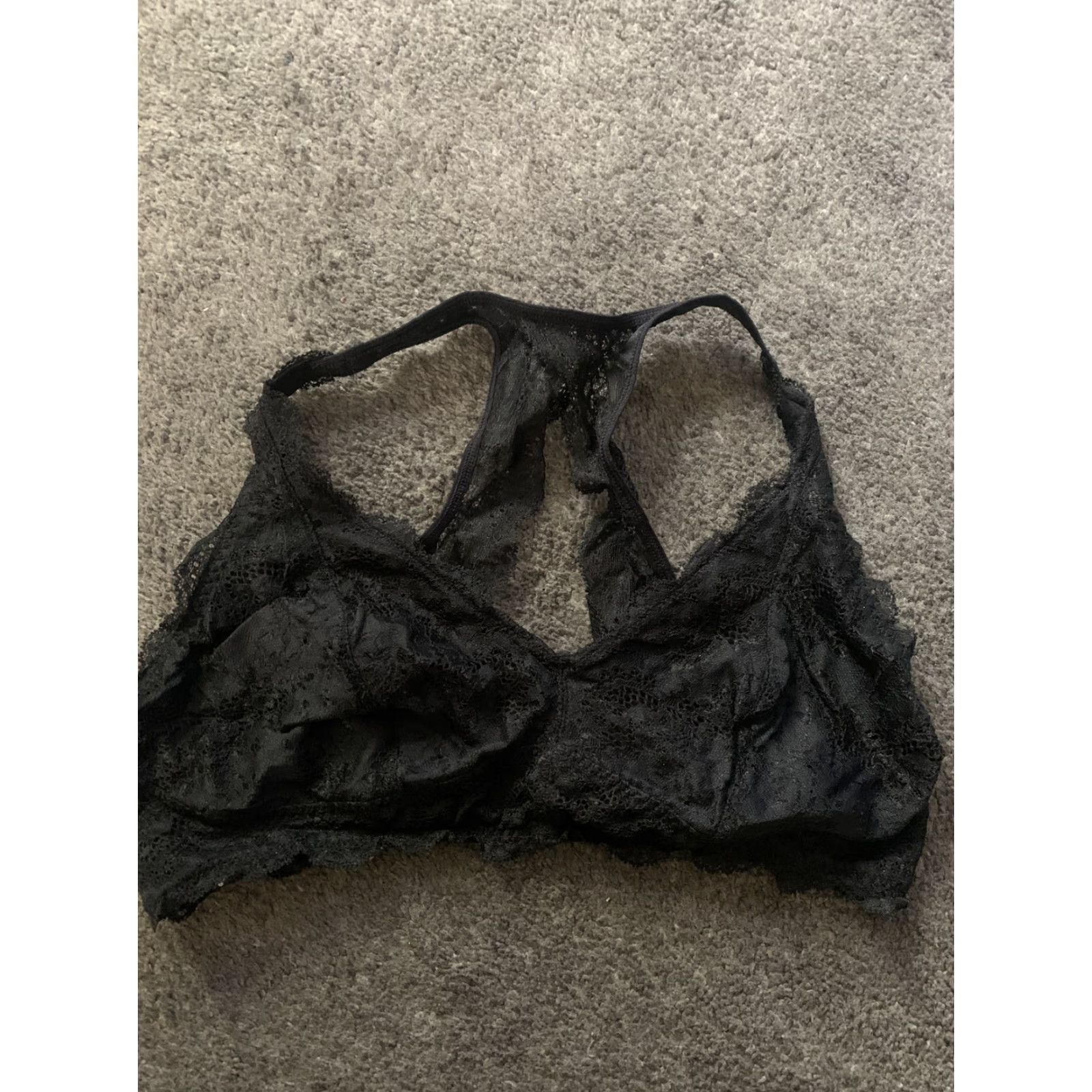 Vintage Felina Women Wireless Lace Bralette Black Large XL Band Size Bralette Nylon/Spandex/Modal Adjustable L Women Bra Size ONE SIZE - 2 Thumbnail