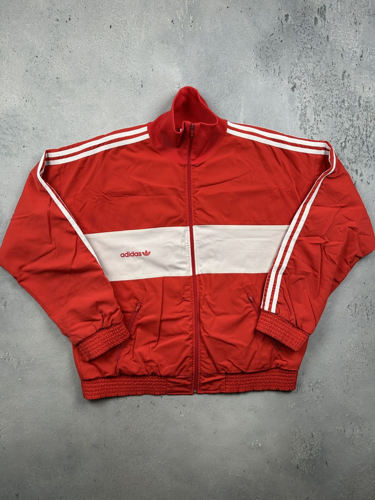 Adidas Vintage Adidas West Germany Rare Track Jacket Red White 80s Size US L / EU 52-54 / 3 - 13 Thumbnail