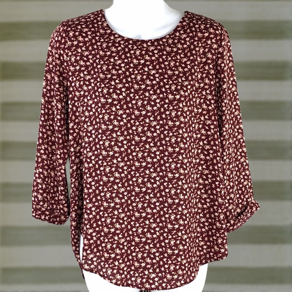Forever 21 FOREVER 21 Top Blouse M Brown Rose Floral 1/2 Sleeve Bohemian Romantic Vintage Woman Shirt Size M / US 6-8 / IT 42-44 - 1 Thumbnail