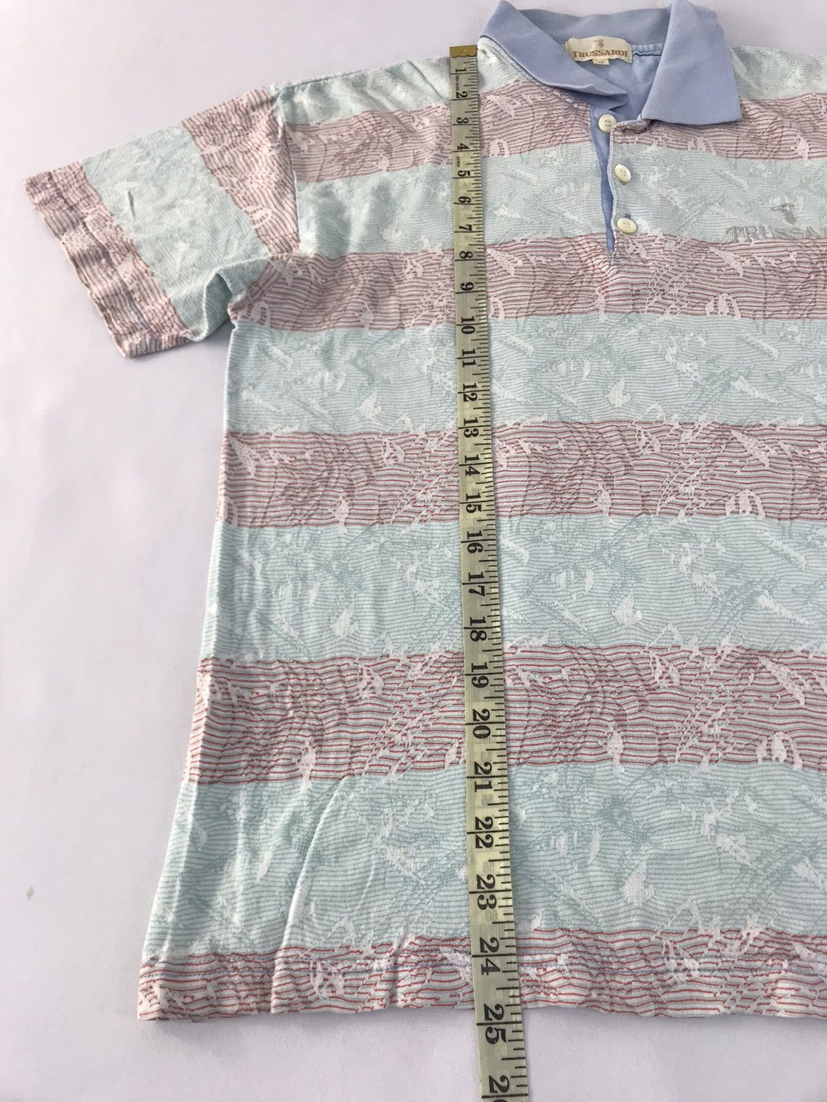 Trussardi Trussardi Striped Block Single Pocket Floral Design Polo Tee Size US M / EU 48-50 / 2 - 9 Thumbnail
